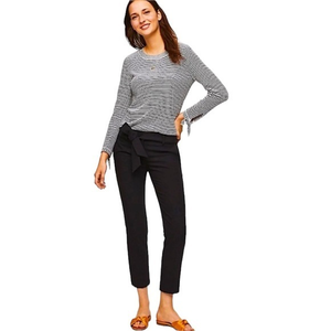 LOFT Slim‎ Tie Waist Marisa Fit High Waisted Ankle Black Trouser Work Pants